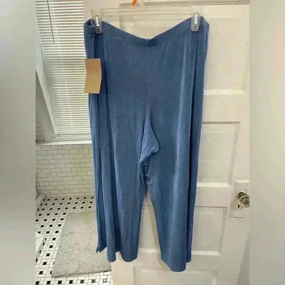 NWT Coldwater Creek baby blue vacation fluid knit straight leg pants size xl - Picture 4 of 7